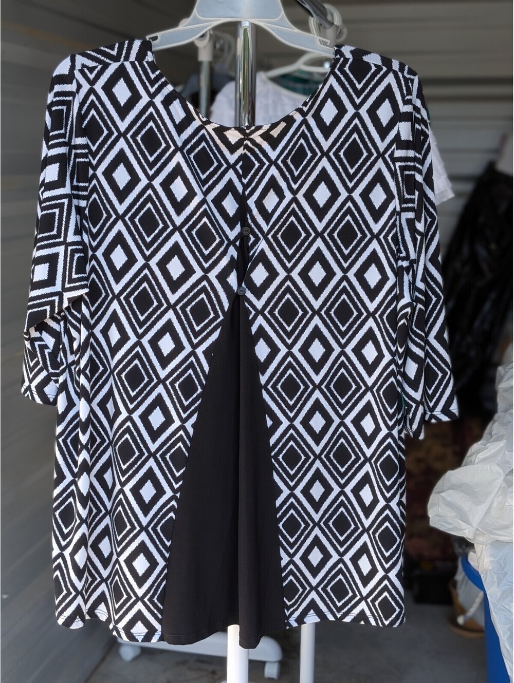 Cato Woman black and white diamond print dress